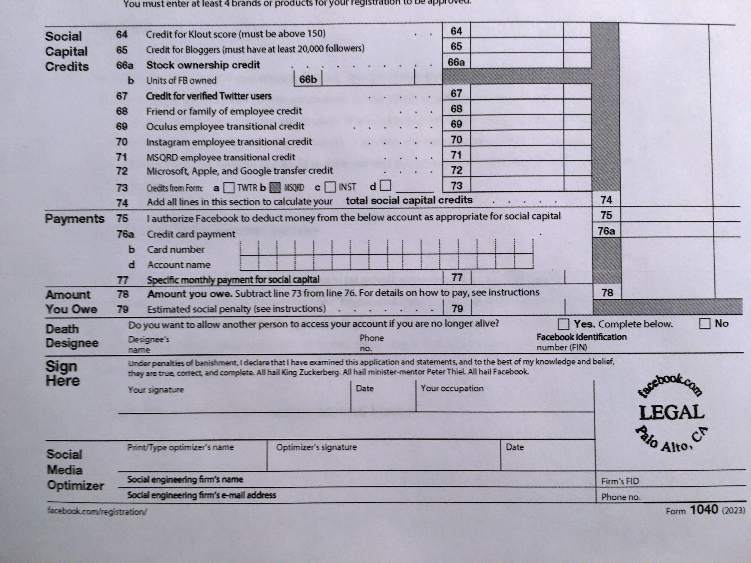 Facebook Registration form page 4